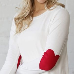 Taylor Ivory Long Sleeve with Heart Elbow Patches